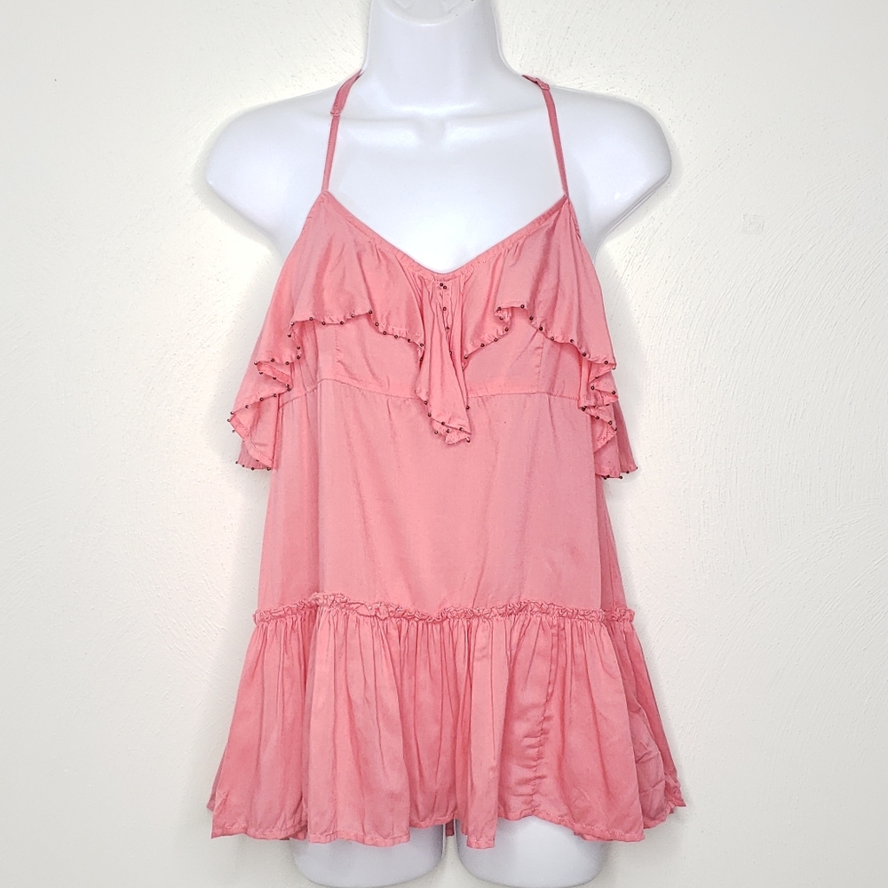 Free People Stargazer Ruffle Peplum Cami Tank Top Pink Size XS